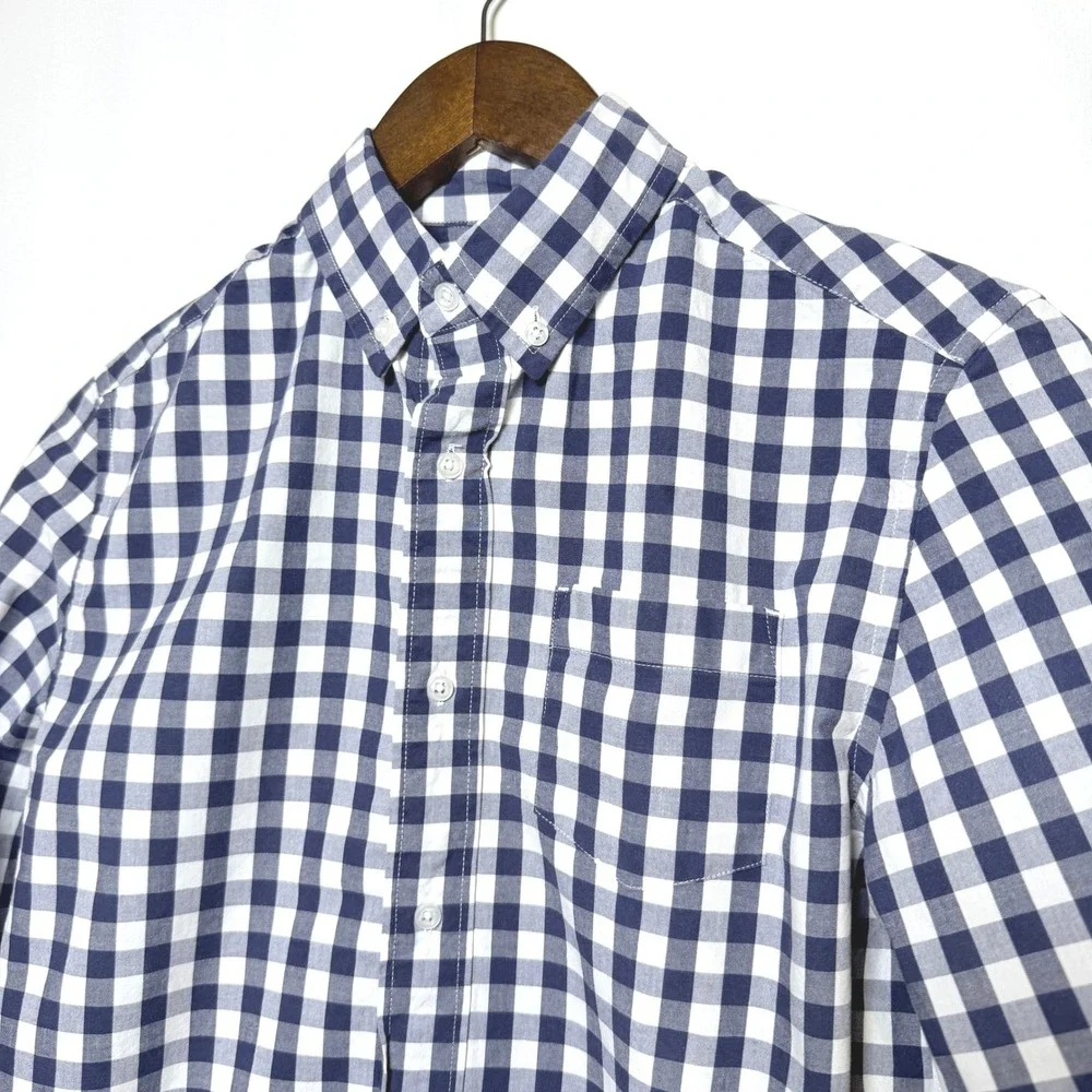 Crewcuts J.Crew Boys 14 Navy White Gingham Check Button Down Shirt Re-Imagined